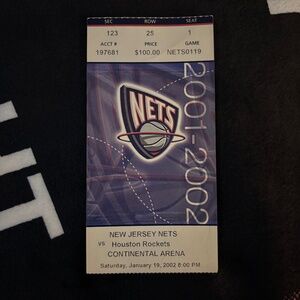 NEW JERSEY NETS vs. HOUSTON ROCKETS 1/19/2002 Ticket Stub